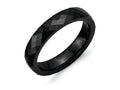 Chisel Ceramic Black 4mm Faceted Polished Wedding Band