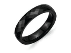 Chisel Ceramic Black 4mm Faceted Polished Wedding Band