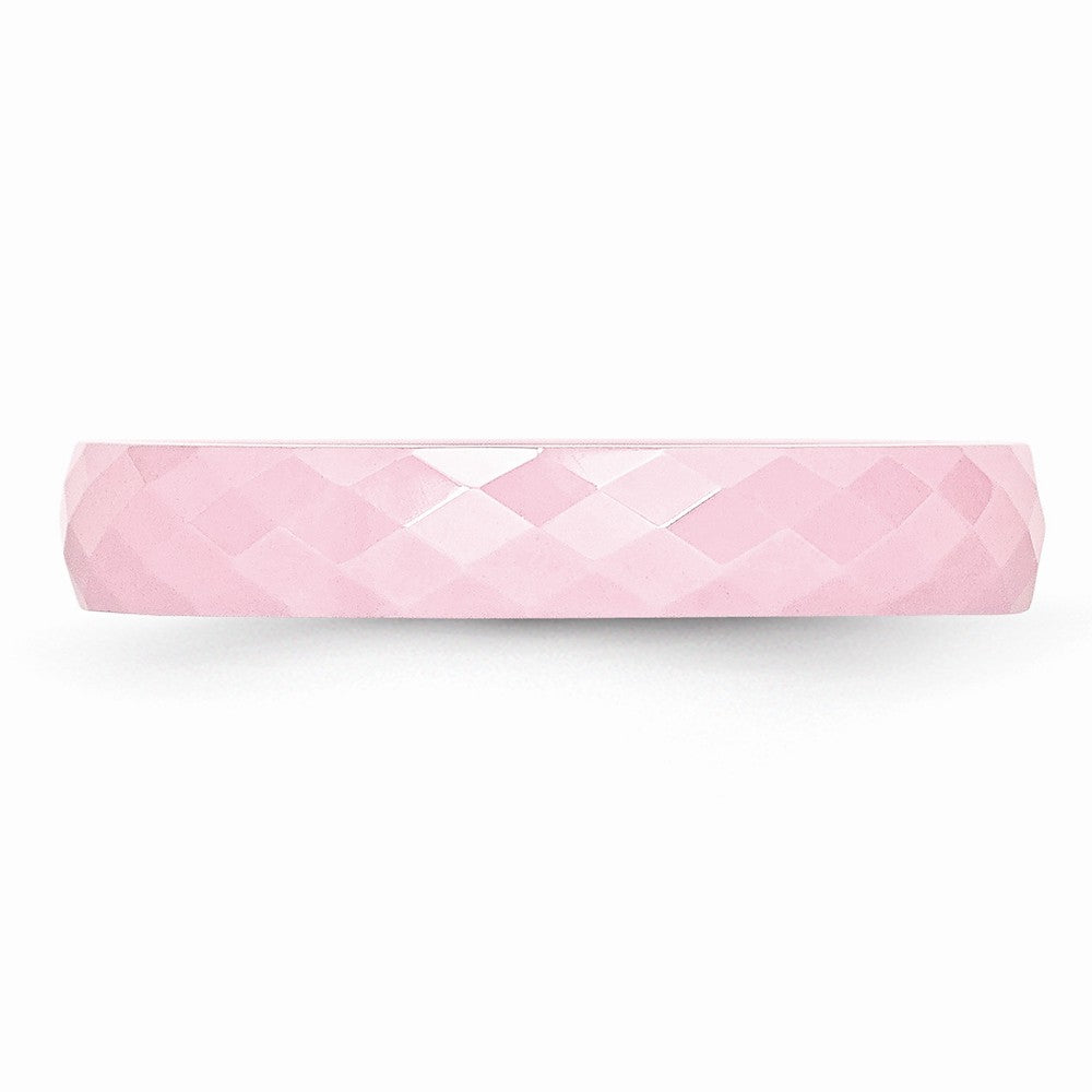 Chisel Ceramic Pink 4mm Faceted Polished Wedding Band