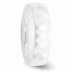 Chisel Ceramic White 6mm Faceted Polished Wedding Band