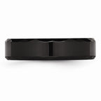 Chisel Ceramic Black Faceted And Beveled Edge 6mm Polished Wedding Band