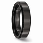 Chisel Ceramic Black Faceted And Beveled Edge 6mm Polished Wedding Band