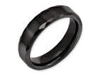 Chisel Ceramic Black Faceted And Beveled Edge 6mm Polished Wedding Band