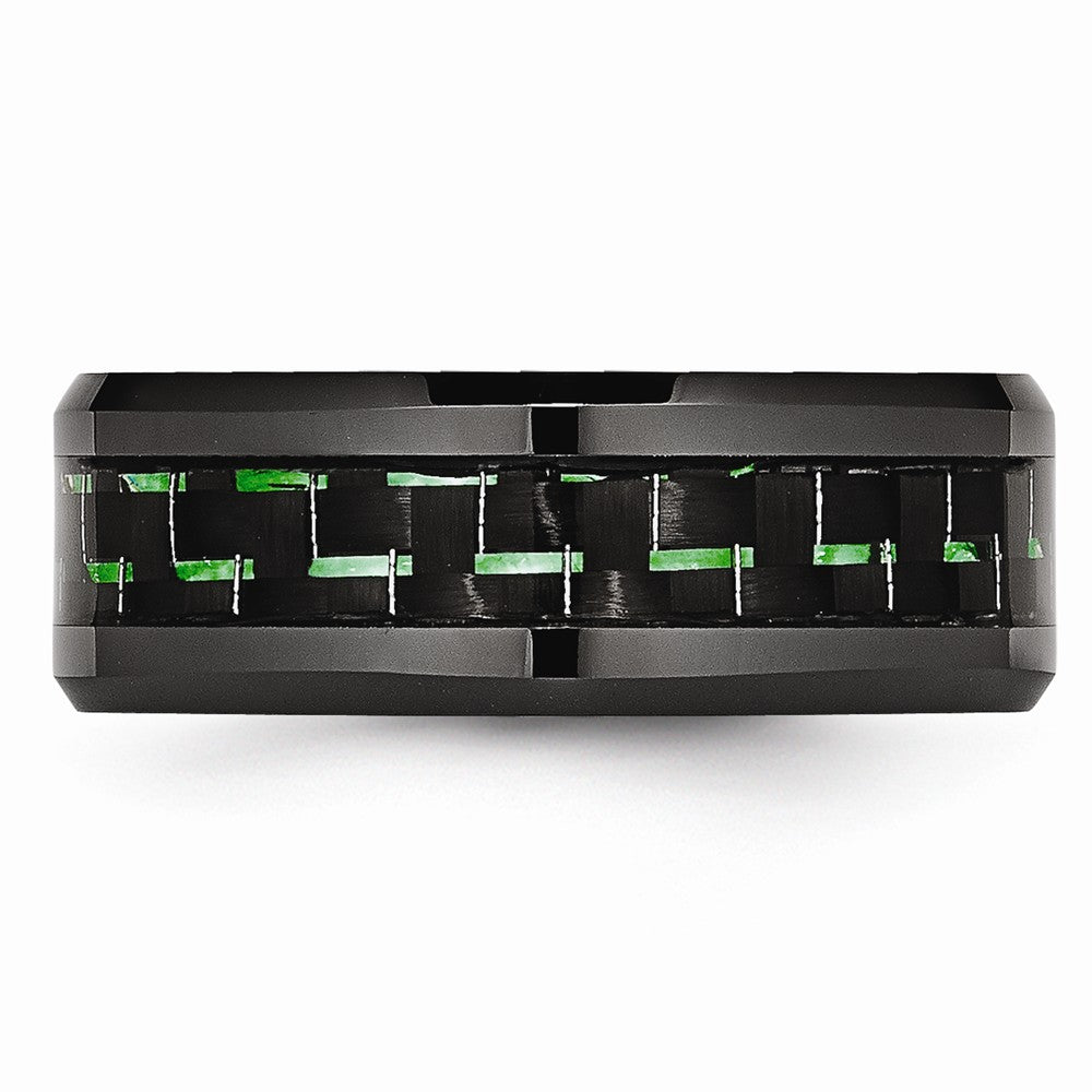 Chisel Ceramic Black With Green Carbon Fiber Beveled Edge Ring