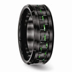 Chisel Ceramic Black With Green Carbon Fiber Beveled Edge Ring