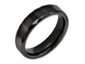 Chisel Ceramic Black Faceted And Beveled Edge 6mm Polished Wedding Band