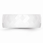 Chisel Ceramic White Faceted 8mm Polished Wedding Band