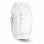 Chisel Ceramic White Faceted 8mm Polished Wedding Band