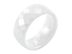 Chisel Ceramic White Faceted 8mm Polished Wedding Band