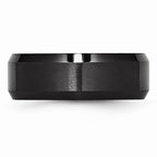 Chisel Ceramic Black 8mm Beveled Edge Brushed And Polished Wedding Band