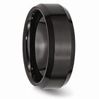 Chisel Ceramic Black 8mm Beveled Edge Brushed And Polished Wedding Band