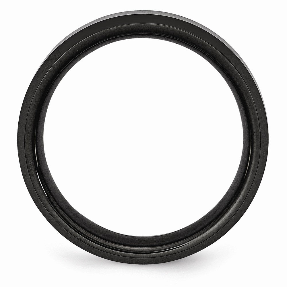 Chisel Ceramic Black 8mm Beveled Edge Brushed And Polished Wedding Band