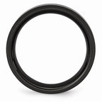 Chisel Ceramic Black 8mm Beveled Edge Brushed And Polished Wedding Band