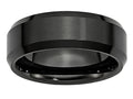 Chisel Ceramic Black 8mm Beveled Edge Brushed And Polished Wedding Band