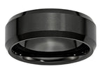 Chisel Ceramic Black 8mm Beveled Edge Brushed And Polished Wedding Band