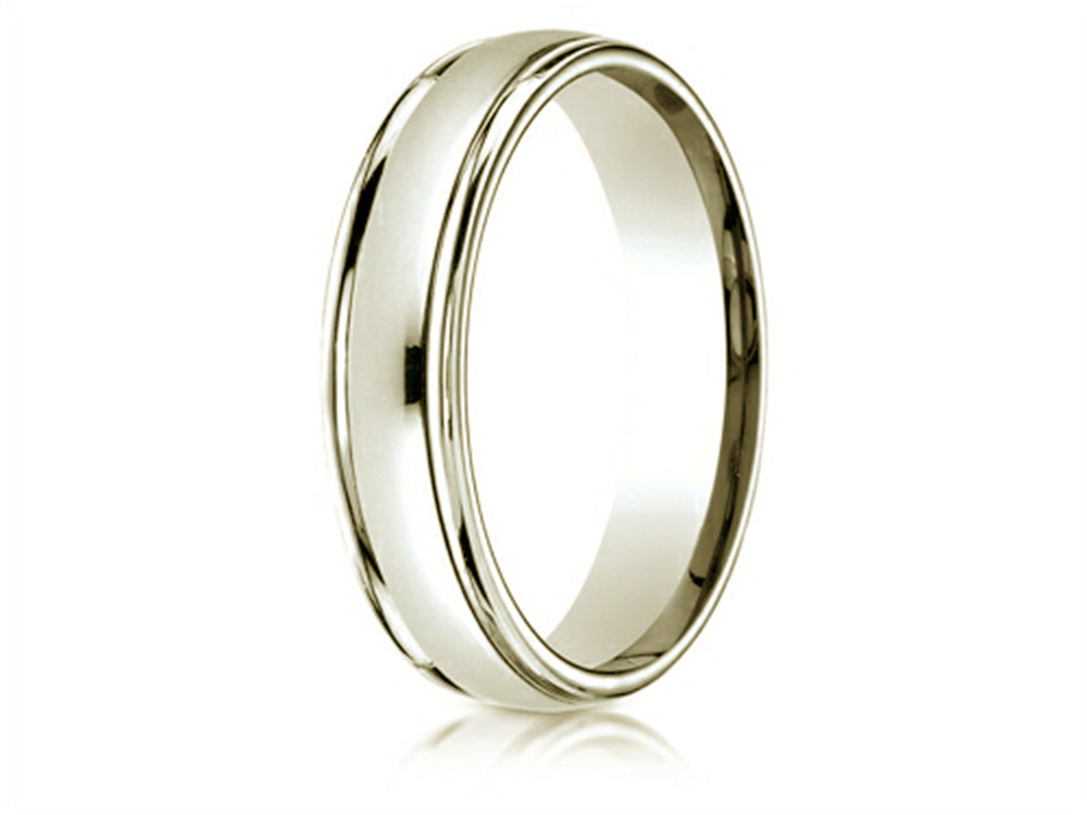 Benchmark® 14k All Gold 4mm Comfort-fit High Polished Carved Design Wedding Band Ring