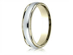 Benchmark® 14 kt Two Tone Goldd 4mm Comfort-fit High Polished Carved Design Wedding Band Ring
