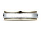 Benchmark® 14 kt Two Tone Goldd 6mm Comfort-fit High Polished Carved Design Wedding Band Ring With Milgrain