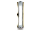 Benchmark® 14 kt Two Tone Goldd 6mm Comfort-fit High Polished Carved Design Wedding Band Ring With Milgrain