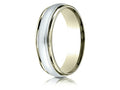 Benchmark® 14 kt Two Tone Goldd 6mm Comfort-fit High Polished Carved Design Wedding Band Ring With Milgrain