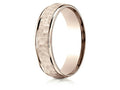 Benchmark® 14k Rose Gold Comfort Fit 6mm High Polish Edge Hammered Center Design Wedding Band Ring