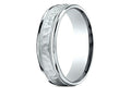 Benchmark® 18 Karat Gold 6mm Comfort-fit Hammered Center High Polish Round Edge Carved Design Wedding Band Ring