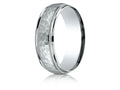 Benchmark® 14k Gold 7mm Comfort-fit Hammered Center High Polish Round Edge Carved Design Wedding Band Ring