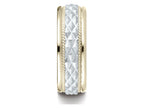 Benchmark® 14 kt Two Tone Gold 8mm Comfort Fit Round Edge Cross Hatch Patterned Wedding Band Ring