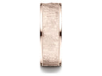 Benchmark® 14k Rose Gold Comfort Fit 8mm High Polish Edge Hammered Center Design Wedding Band Ring
