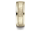 Benchmark® 14k Gold 8mm Comfort-fit Hammered Center High Polish Round Edge Carved Design Wedding Band Ring