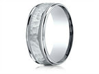 Benchmark® 10k Gold 8mm Comfort-fit Hammered Center High Polish Round Edge Carved Design Wedding Band Ring