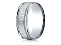Benchmark® 18 Karat Gold 8mm Comfort-fit Hammered Center High Polish Round Edge Carved Design Wedding Band Ring