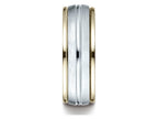 Benchmark® 14 kt Two Tone Goldd 8mm Comfort-fit High Polished Center Cut Carved Design Wedding Band Ring