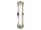 Benchmark® 14 kt Two Tone Goldd 6mm Comfort-fit High Polished Carved Design Wedding Band Ring With Milgrain