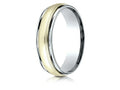 Benchmark® 14 kt Two Tone Goldd 6mm Comfort-fit High Polished Carved Design Wedding Band Ring With Milgrain