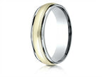 Benchmark® 14 kt Two Tone Goldd 6mm Comfort-fit High Polished Carved Design Wedding Band Ring With Milgrain