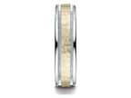 Benchmark® 14 kt Two Tone Goldd 6mm Comfort-fit Hammered-finished With Milgrain Carved Design Wedding Band Ring