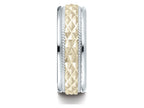 Benchmark® 14 kt Two Tone Gold 8mm Comfort Fit Round Edge Cross Hatch Patterned Wedding Band Ring