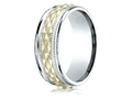 Benchmark® 14 kt Two Tone Gold 8mm Comfort Fit Round Edge Cross Hatch Patterned Wedding Band Ring