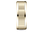 Benchmark® 14 Karat Yellow Gold 8mm Comfort-fit Drop Bevel Satin Finish Design Wedding Band Ring