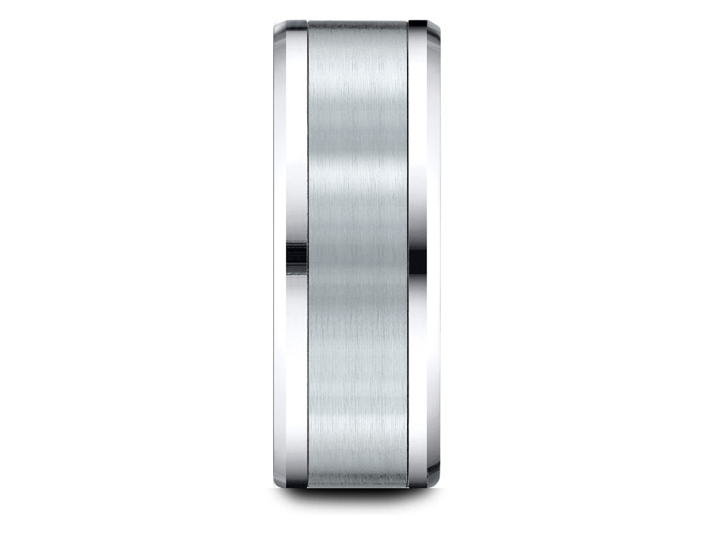 Benchmark® 14 Karat Yellow Gold 8mm Comfort-fit Drop Bevel Satin Finish Design Wedding Band Ring