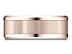 Benchmark® 14 Karat Rose Gold 8mm Comfort-fit Drop Bevel Satin Finish Design Wedding Band Ring