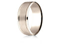 Benchmark® 14 Karat Rose Gold 8mm Comfort-fit Drop Bevel Satin Finish Design Wedding Band Ring
