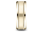 Benchmark® 14 Karat Gold 8mm Comfort-fit Drop Bevel Satin Finish Milgrain Design Wedding Band Ring