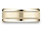 Benchmark® 14 Karat Gold 8mm Comfort-fit Drop Bevel Satin Finish Milgrain Design Wedding Band Ring