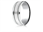 Benchmark® 14 Karat Gold 8mm Comfort-fit Drop Bevel Satin Finish Milgrain Design Wedding Band Ring