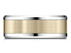 Benchmark® 14 kt Two Tone Goldd 8mm Comfort-fit Drop Bevel Satin Finish Design Wedding Band Ring