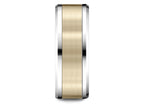 Benchmark® 14 kt Two Tone Goldd 8mm Comfort-fit Drop Bevel Satin Finish Design Wedding Band Ring