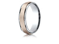 Benchmark® 14 kt Two Tone Goldd 6mm Comfort-fit Satin Finsh Design Wedding Band Ring