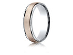 Benchmark® 14 kt Two Tone Goldd 6mm Comfort-fit Satin Finsh Design Wedding Band Ring